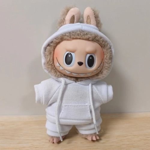 17cm Casual Hoodie Outfit Set Replacement Doll Clothes Vinyl Figure Accessory (No Doll) - White - 1