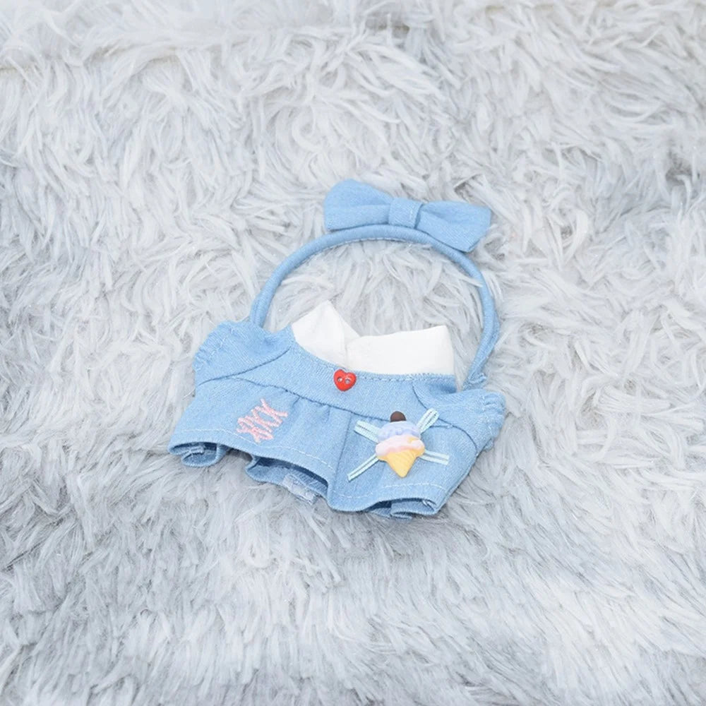 Doll Dress for 17cm Figures Outfit Accessory Ice Cream Sundae Style (No Doll) - Blue - 2