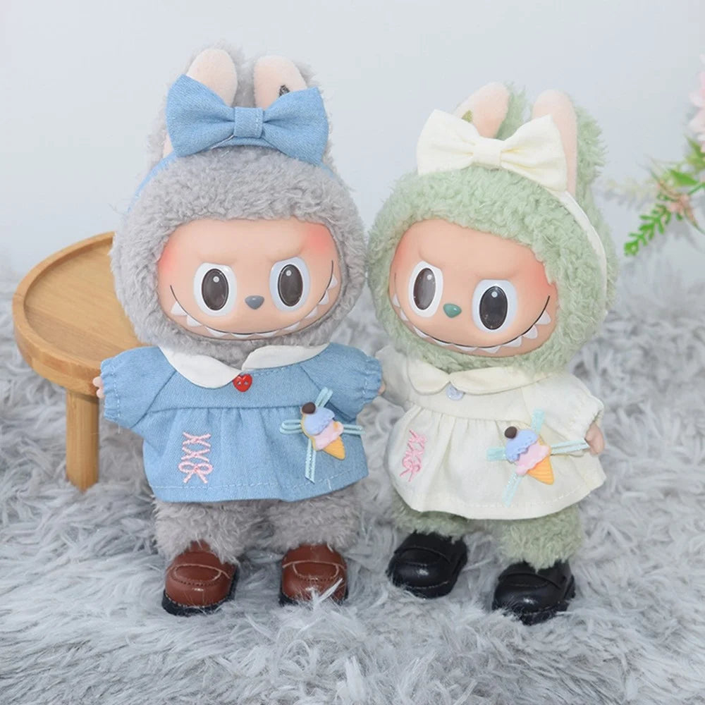 Doll Dress for 17cm Figures Outfit Accessory Ice Cream Sundae Style (No Doll) - Blue - 3