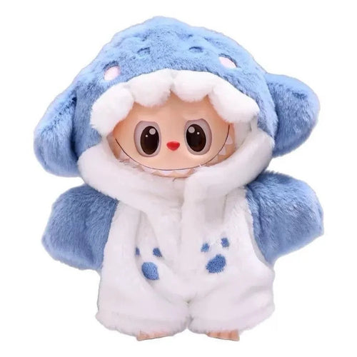 17cm Doll Clothes Cute Shark Jumpsuit for Collectible Figures Replacement Outfit (No Doll) - 1