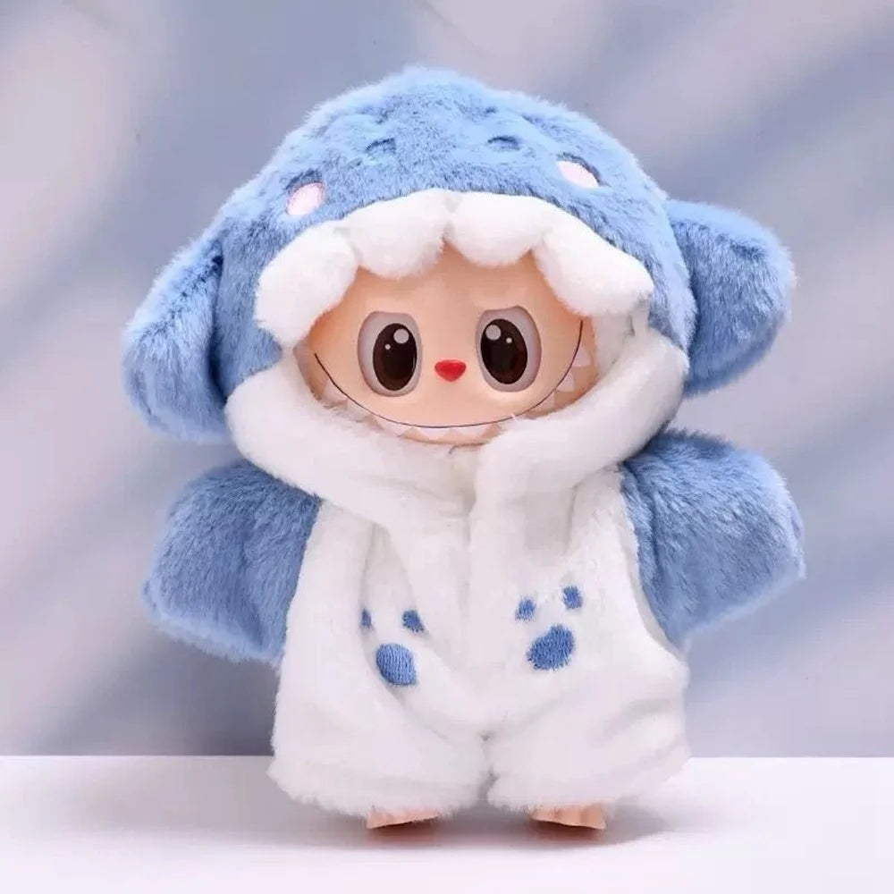 17cm Doll Clothes Cute Shark Jumpsuit for Collectible Figures Replacement Outfit (No Doll) - 2