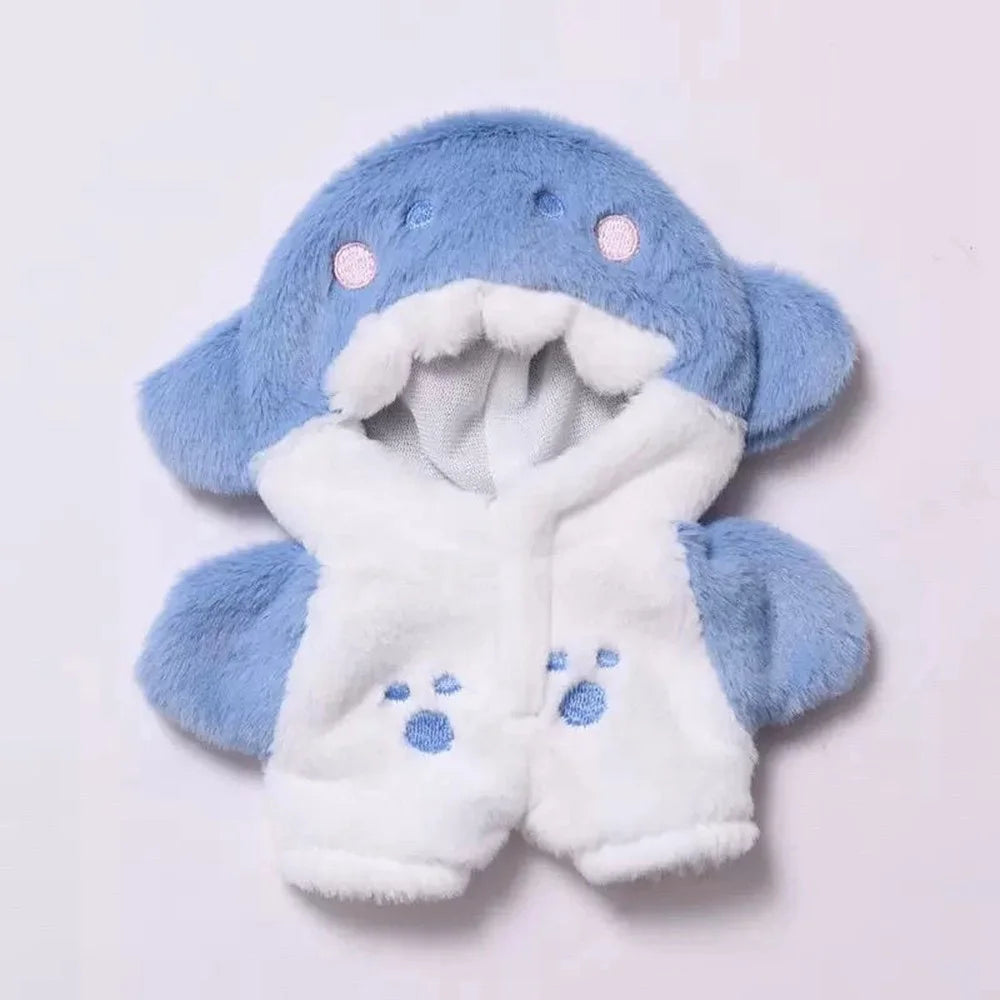 17cm Doll Clothes Cute Shark Jumpsuit for Collectible Figures Replacement Outfit (No Doll) - 3
