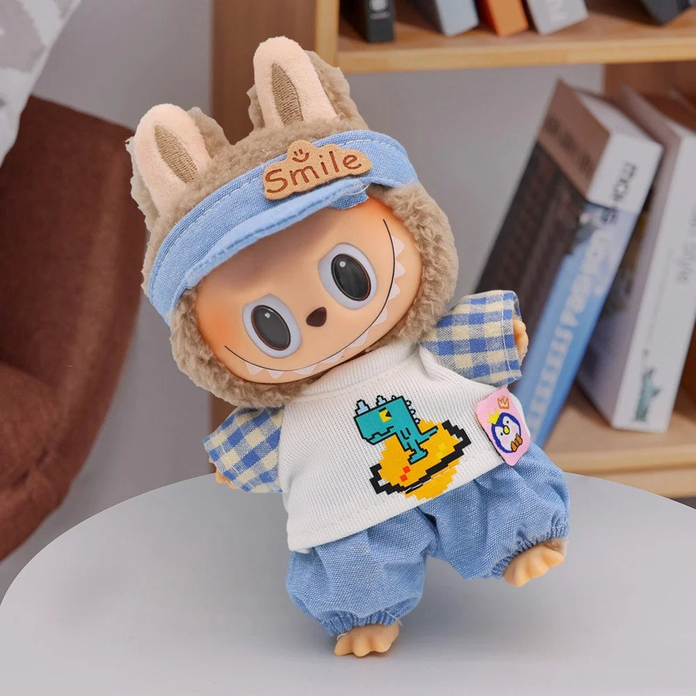 3Pcs Pants / Dress Set for Labubu Gen 1  /  2  /  3 17cm Collectible Figurines Mini Doll Changeable Costume - Style A - 2