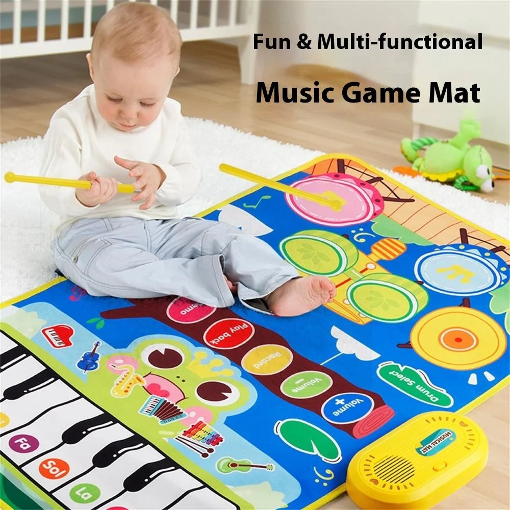 6612 3 in 1 Kids Musical Dance Mat Piano Drum Play Mat Educational Toy for Early Learning - Pink - 3