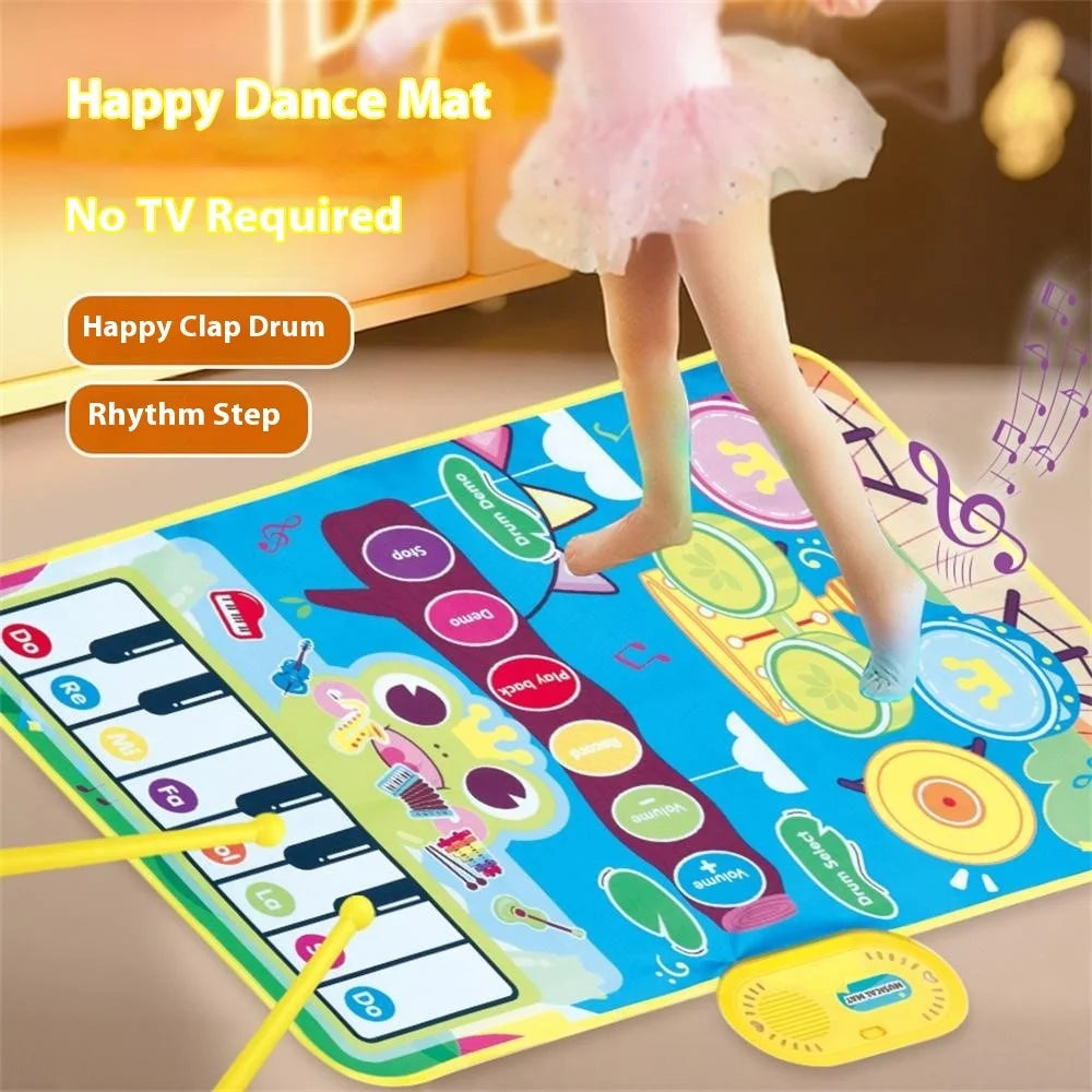 6612 3 in 1 Kids Musical Dance Mat Piano Drum Play Mat Educational Toy for Early Learning - Pink - 4