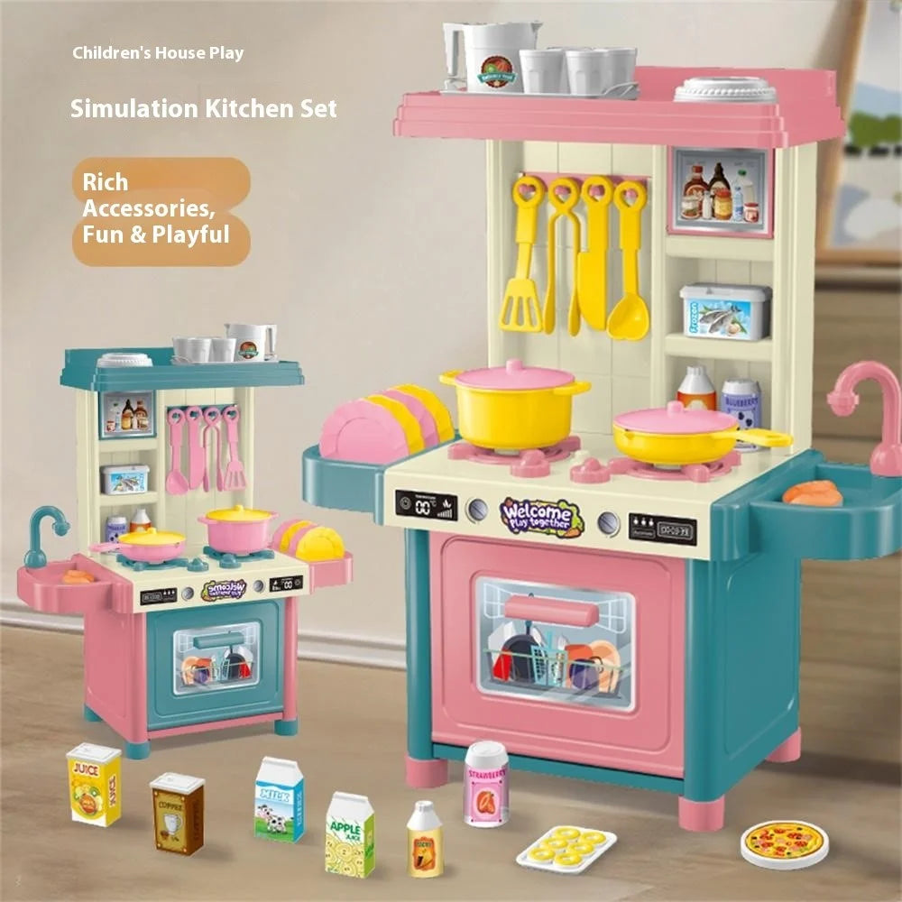 53Pcs Children Play Kitchen Set Pretend Cooking Toys Utensils Assembly Kit for Girls, Random Color - 4