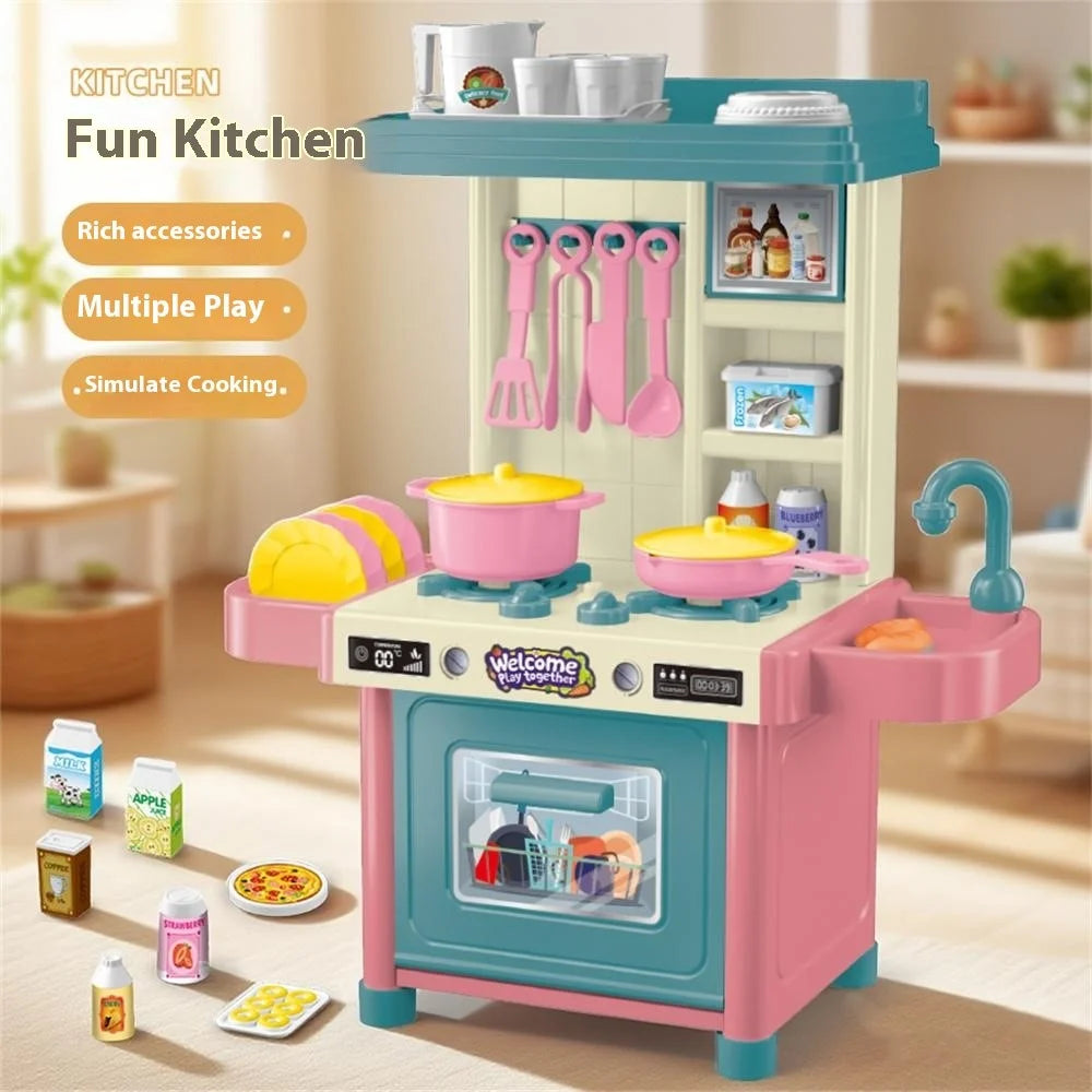 53Pcs Children Play Kitchen Set Pretend Cooking Toys Utensils Assembly Kit for Girls, Random Color - 5