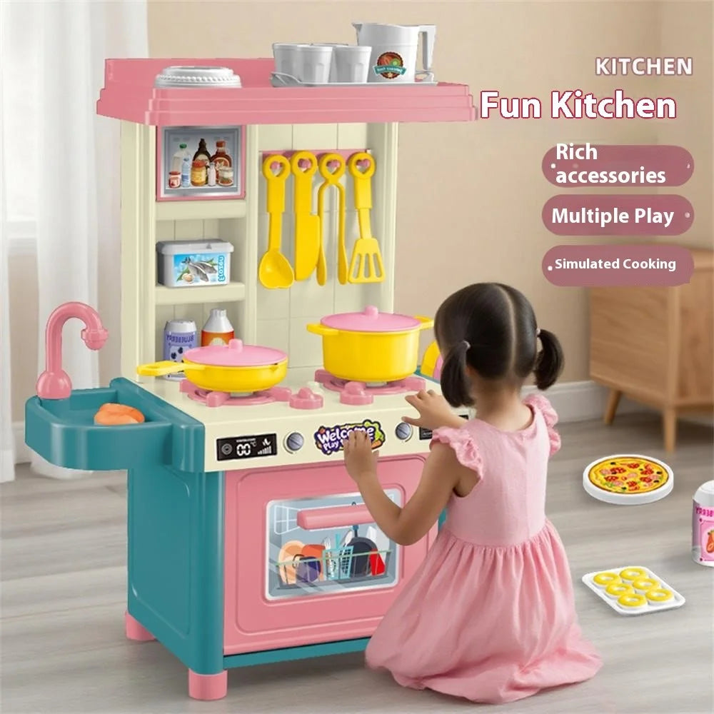 53Pcs Children Play Kitchen Set Pretend Cooking Toys Utensils Assembly Kit for Girls, Random Color - 6