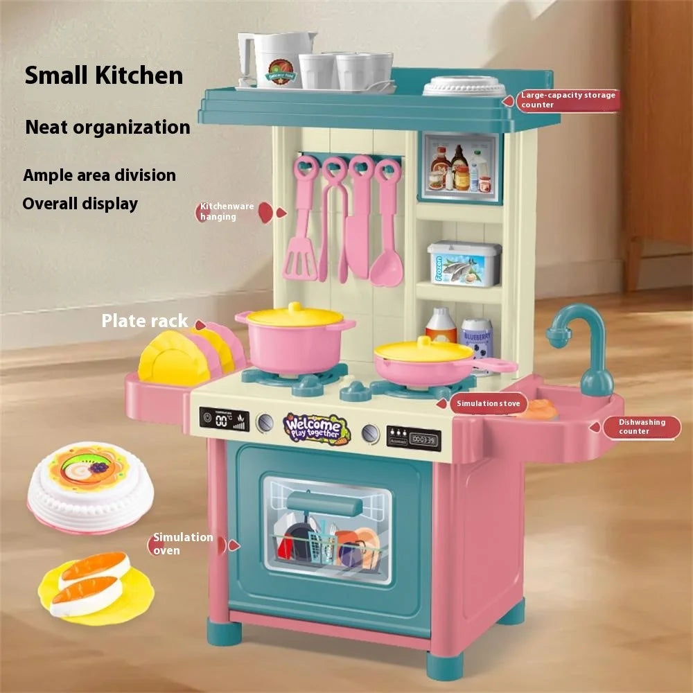 53Pcs Children Play Kitchen Set Pretend Cooking Toys Utensils Assembly Kit for Girls, Random Color - 7