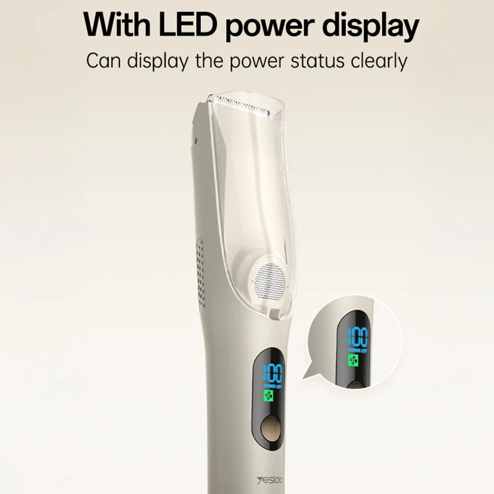 YESIDO MG19 For Children Hair Clipper with Smart Digital Display Cool Ceramic Blade 2 Speed Mode Hair Trimmer - White - 3