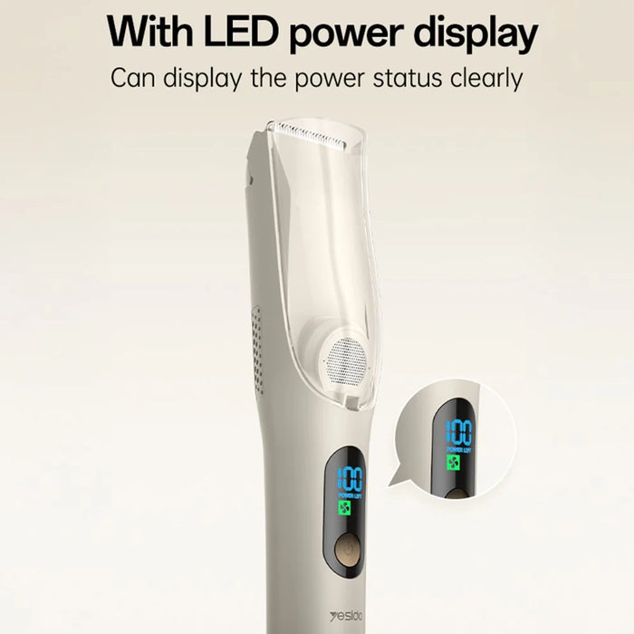 YESIDO MG19 For Children Hair Clipper with Smart Digital Display Cool Ceramic Blade 2 Speed Mode Hair Trimmer - White - 3