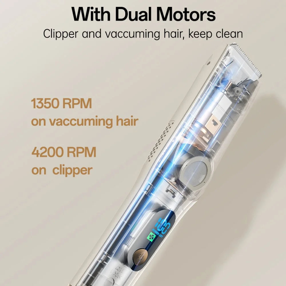 YESIDO MG19 For Children Hair Clipper with Smart Digital Display Cool Ceramic Blade 2 Speed Mode Hair Trimmer - White - 4