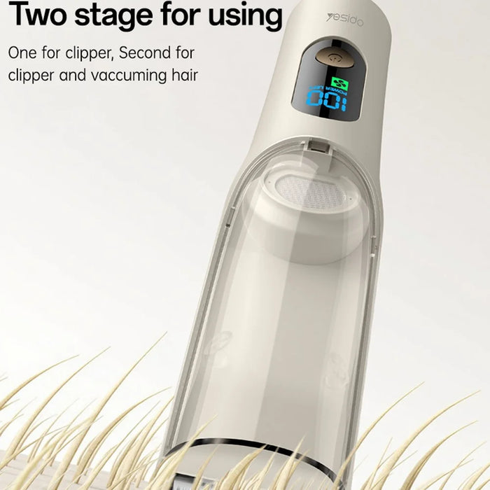 YESIDO MG19 For Children Hair Clipper with Smart Digital Display Cool Ceramic Blade 2 Speed Mode Hair Trimmer - White - 7