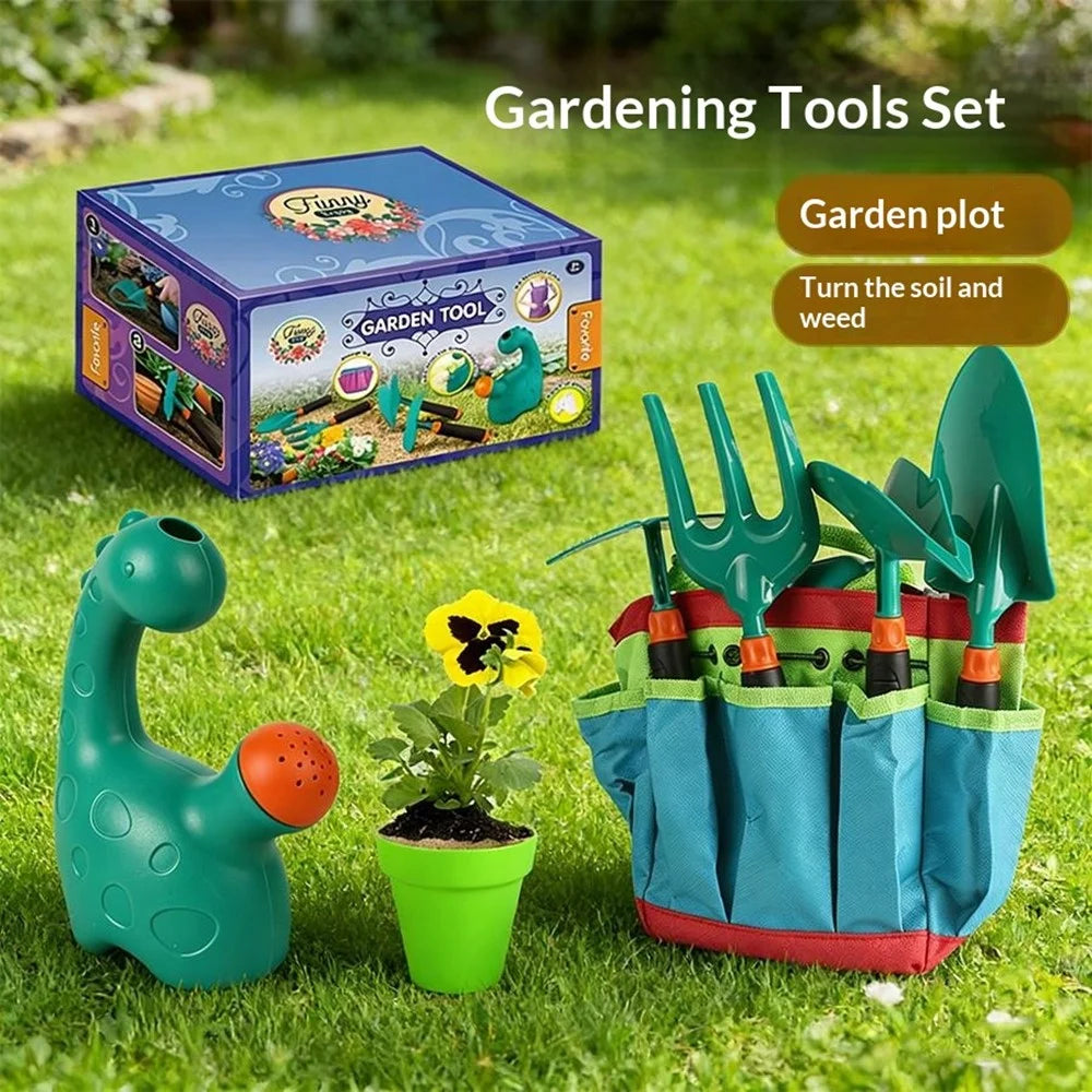 LT9903 8Pcs Kids Gardening Tools Set Beach Sand Play Garden Planting Pretend Play Toy - Green - 3