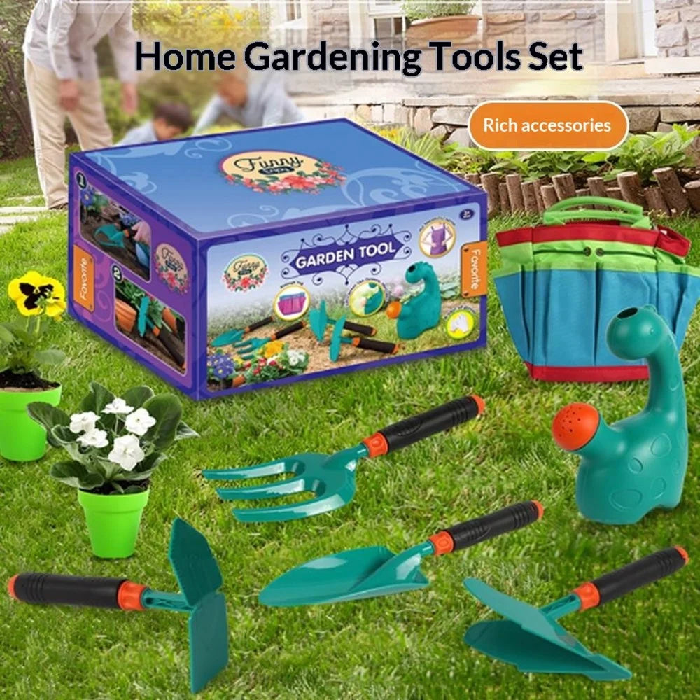 LT9903 8Pcs Kids Gardening Tools Set Beach Sand Play Garden Planting Pretend Play Toy - Green - 4