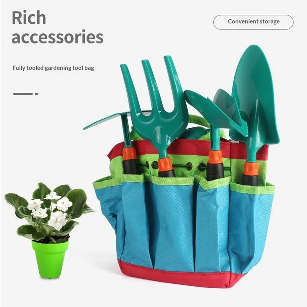 LT9901 9Pcs Children Gardening Tools Set Wheelbarrow Shovel Gloves Apron Kite Kids Beach Sand Play Toys - Green - 5