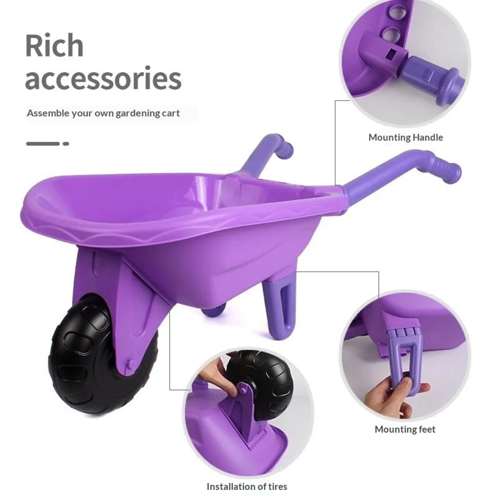 LT9901 9Pcs Children Gardening Tools Set Wheelbarrow Shovel Gloves Apron Kite Kids Beach Sand Play Toys - Green - 6