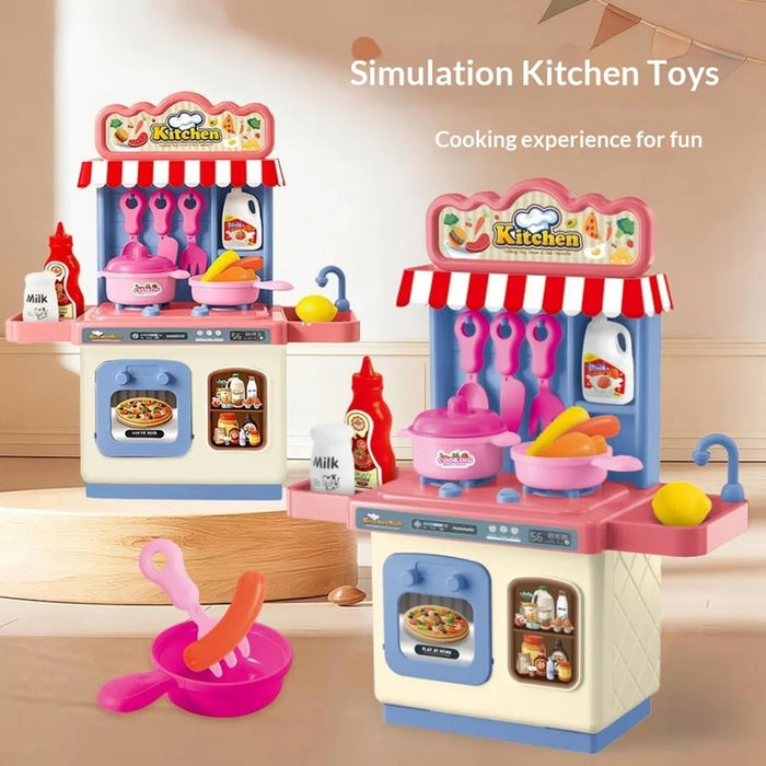 JSF18047 Kitchen Pretend Play Cooking Toy Stove Oven Sink Simulation Cookware Playset Boys Girls Interactive Toy - Blue Desktop - 2