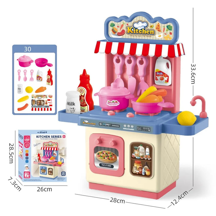 JSF18047 Kitchen Pretend Play Cooking Toy Stove Oven Sink Simulation Cookware Playset Boys Girls Interactive Toy - Blue Desktop - 6