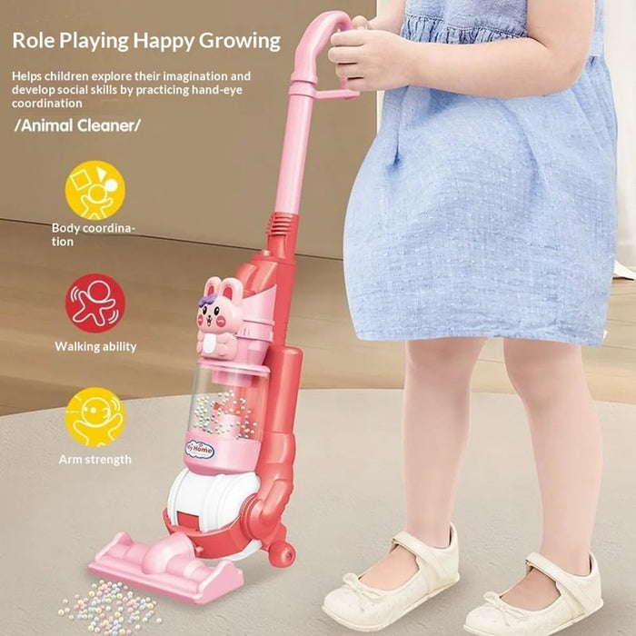 Cartoon Animal Cleaner Electric Vacuum Cleaner Toy with Music Light Kids Role Play Pretend Play Toy - Rabbit - 4