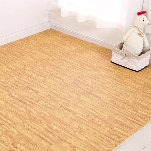 5Pcs 60*60*1.9cm Wood Grain EVA Floor Mat Sports Protection Gym Non-slip Soft Foam Puzzle Rug Children Crawling Mat - Light Color - 1