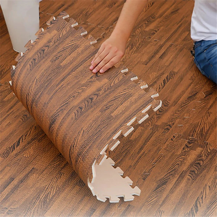 4Pcs 60*60*1.2cm Children Crawling Mat Wood Grain EVA Floor Mat Sports Protection Gym Non-slip Soft Foam Puzzle Rug - Light Color - 7