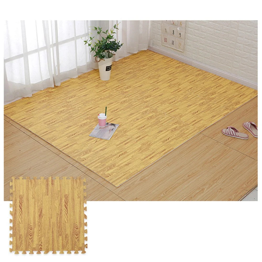 16Pcs 30x30x1.2cm EVA Floor Mat Children Crawling Mat Wood Grain Sports Protection Gym Non-slip Soft Foam Puzzle Rug - Light Color - 2