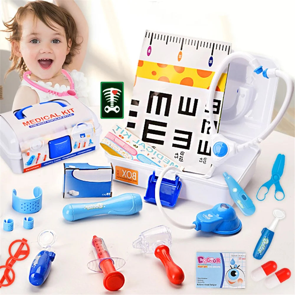 YQ4777-135 16Pcs Children Medical Kit Toy Portable Doctor Pretend Play Toy Set with Storage Box - Pink - 3