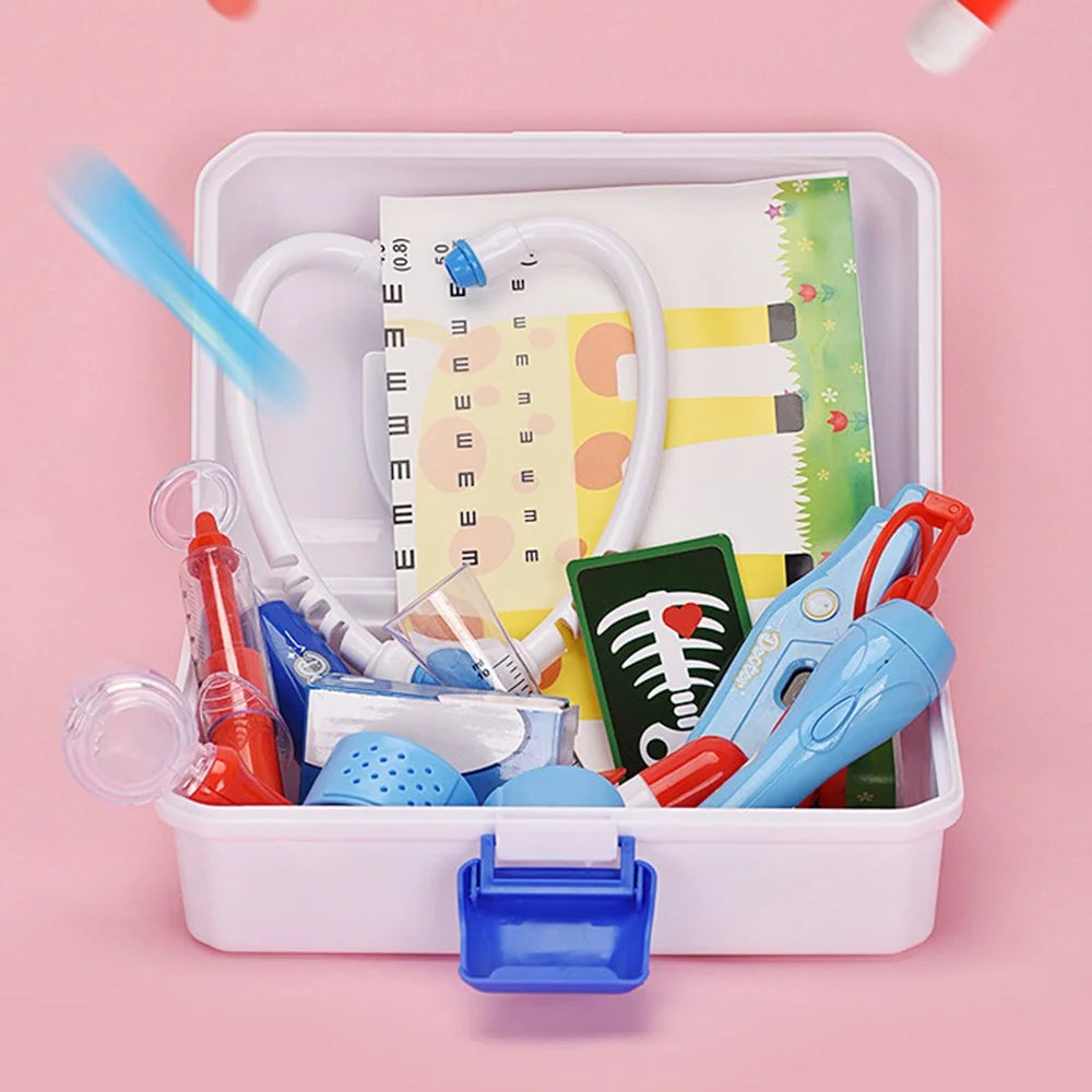 YQ4777-135 16Pcs Children Medical Kit Toy Portable Doctor Pretend Play Toy Set with Storage Box - Pink - 5