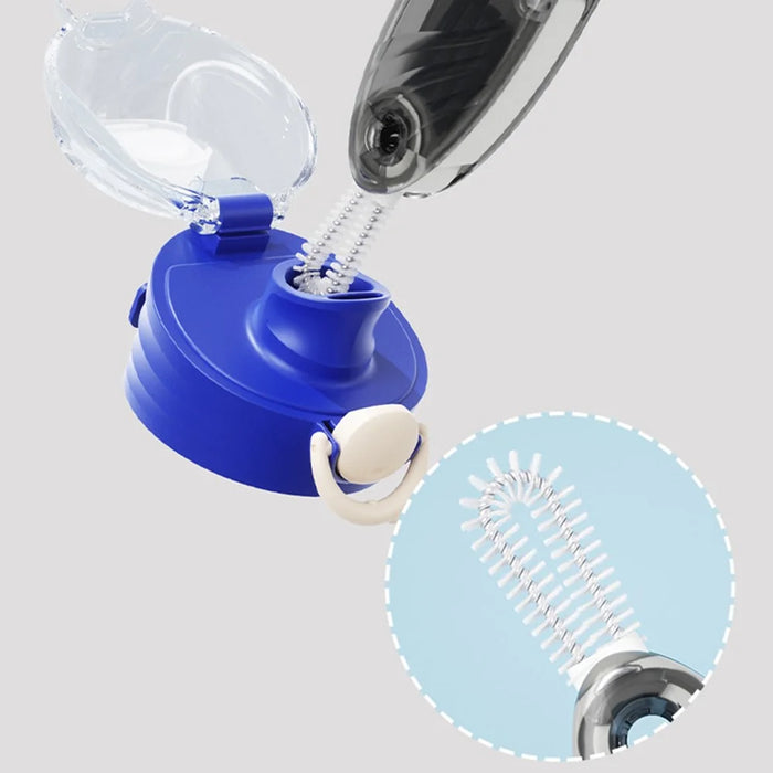 U-Shape 4-in-1 Multifunctional Cup Lid Brush Crevice Cleaning Brush Portable Feeding Bottle Brush - Black - 5