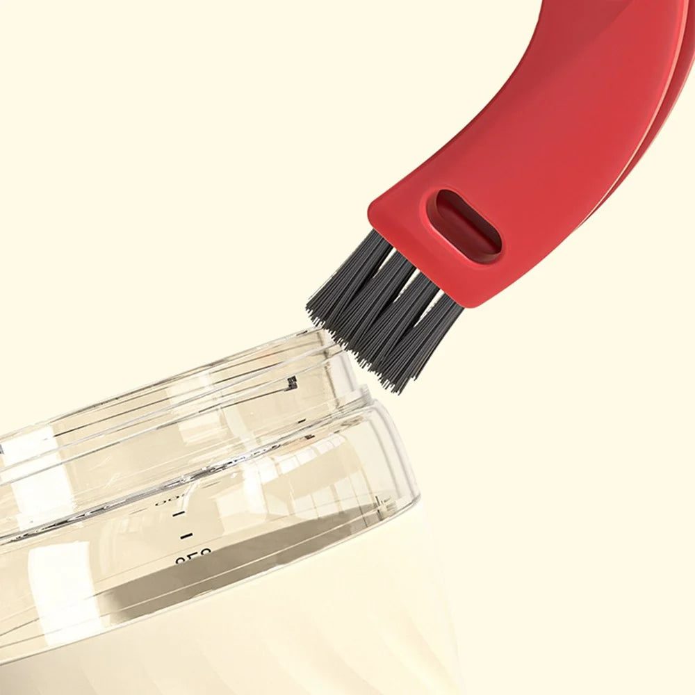 3-in-1 Multifunctional Cup Lid Brush Crevice Cleaning Brush Feeding Bottle Brush Cup Mouth Groove Washing Tool - Red - 2