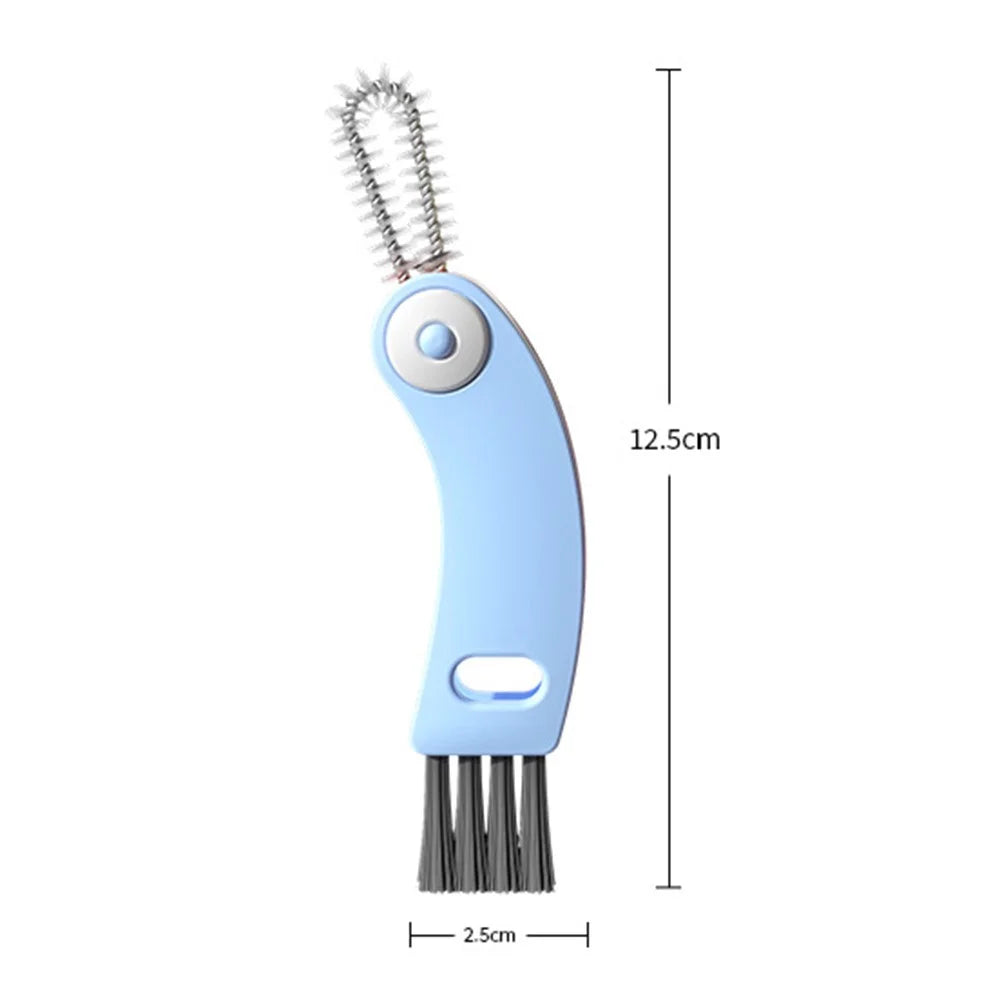 3-in-1 Multifunctional Cup Lid Brush Crevice Cleaning Brush Feeding Bottle Brush Cup Mouth Groove Washing Tool - Red - 5
