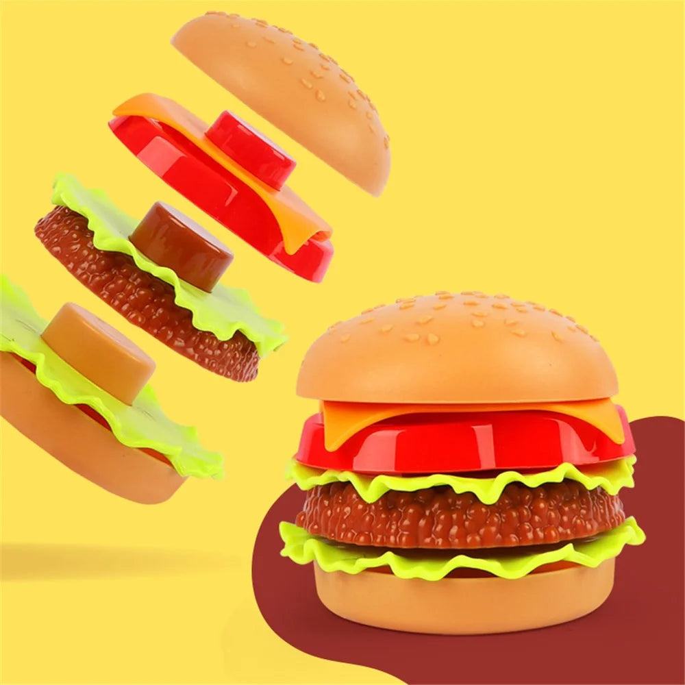 Plastic Simulation Hamburger Pizza Fast Food Kids Cutting Toy Kitchen Play House Toy Set - 2