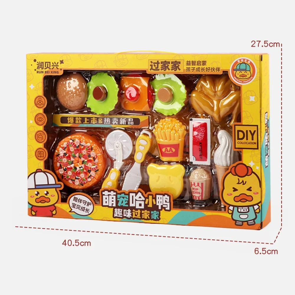 Plastic Simulation Hamburger Pizza Fast Food Kids Cutting Toy Kitchen Play House Toy Set - 5