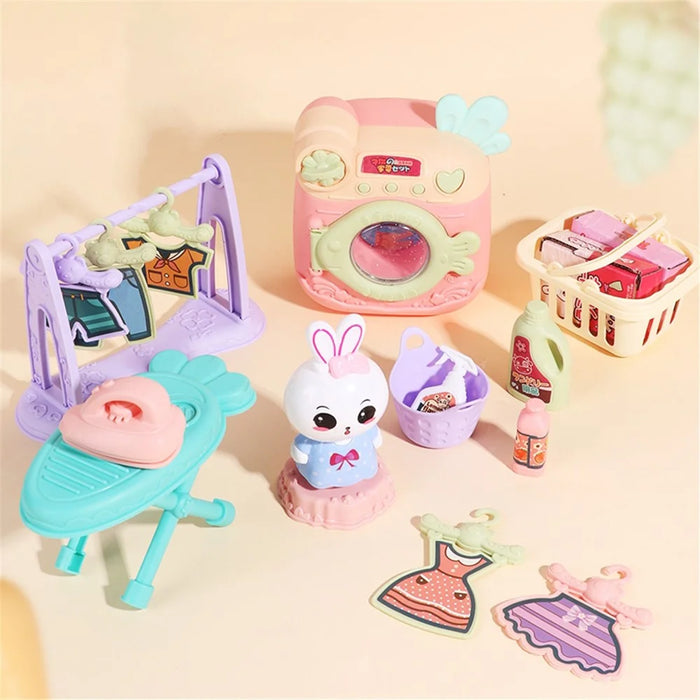 Cute Cartoon Rabbit Plastic Simulation Electric Appliance Kids Pretend Play Home Appliance Toy Set - Washing Machine - 2
