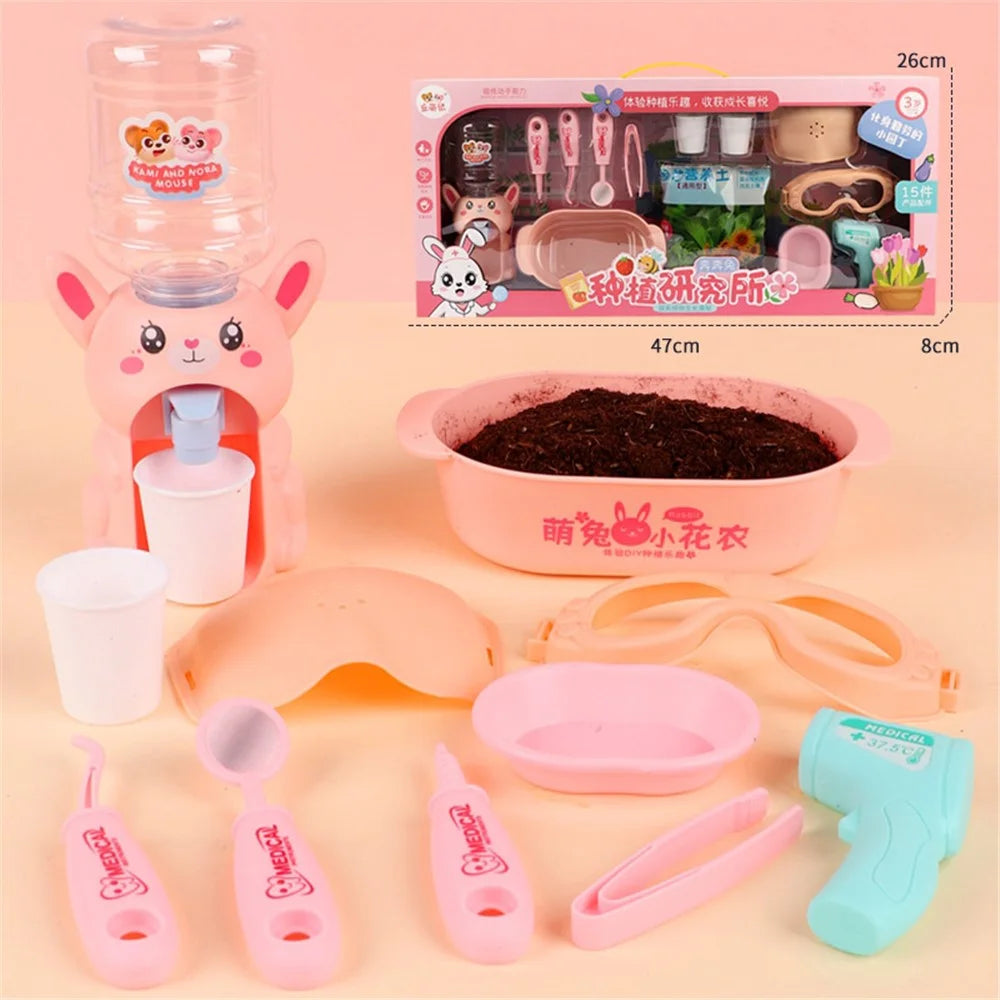 15Pcs / Set Garden Planting Growing Kit Flower Pot Seeds Soil Interactive Toys Kit Kids Gift ST - 7