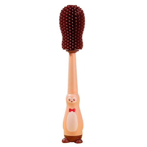 4 in 1 Food Grade Silicone Bottle Brush Baby Pacifier Cup Nipple Cartoon Cleaning Brush ST - Pink - 1