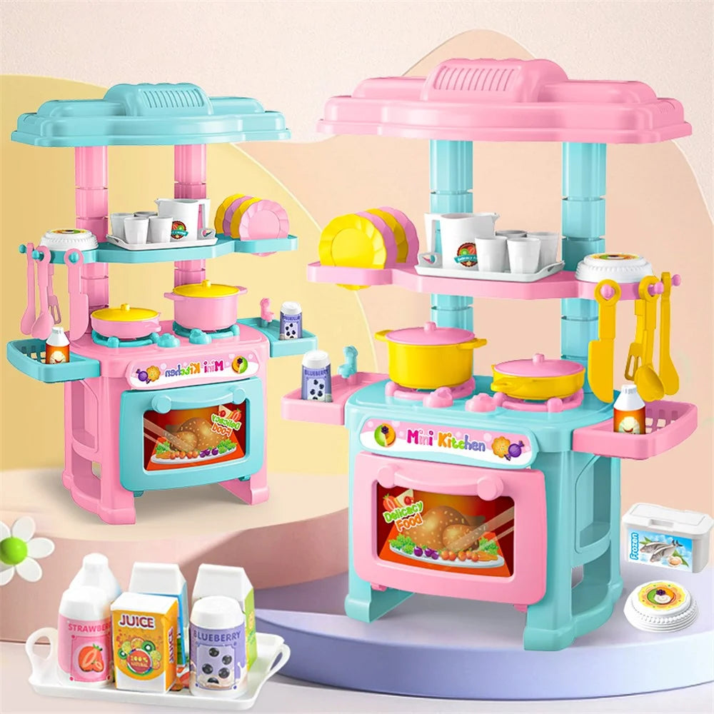 AL18045 Mini Kids Playset Toy Set Plastic Play Pots Pans Kettle Stove Kitchenware Stove Food - Random Color - 3