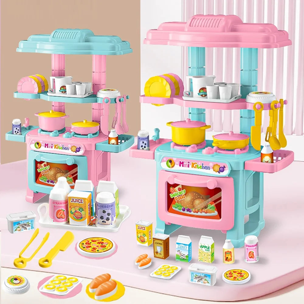 AL18045 Mini Kids Playset Toy Set Plastic Play Pots Pans Kettle Stove Kitchenware Stove Food - Random Color - 5