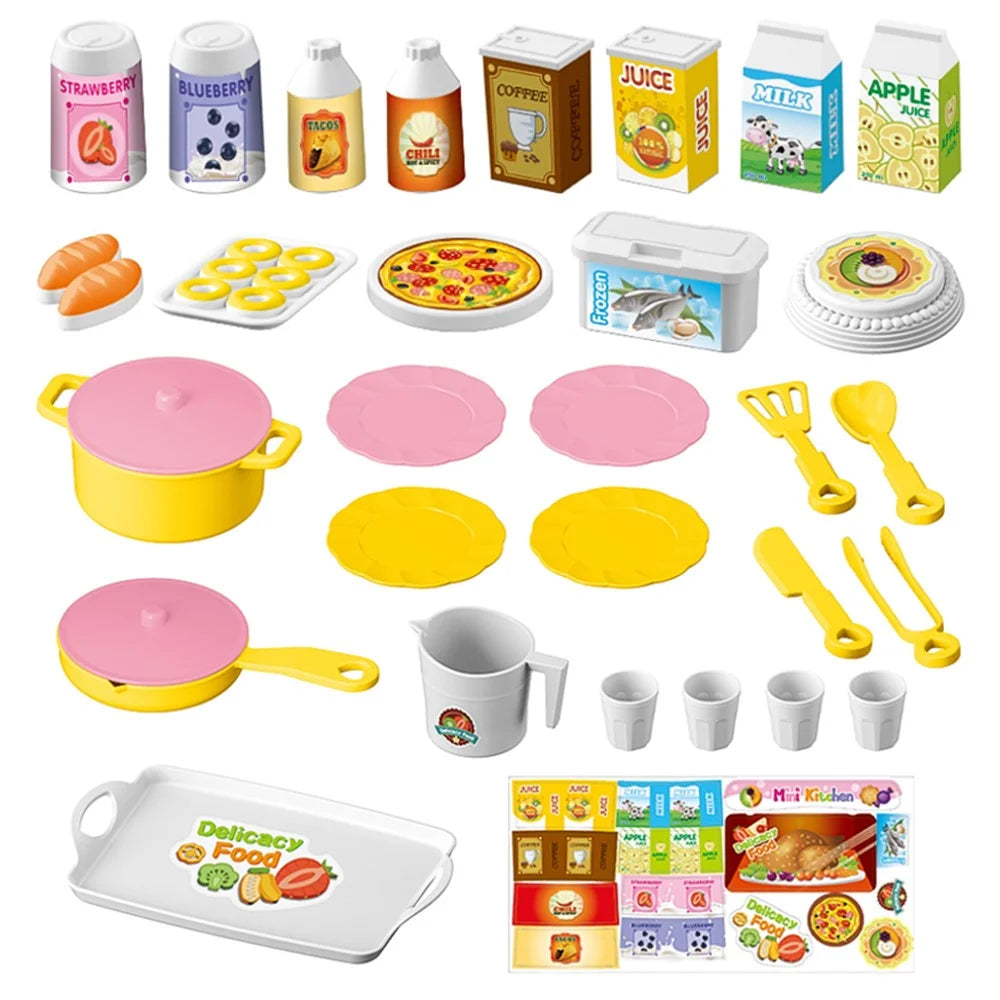 AL18045 Mini Kids Playset Toy Set Plastic Play Pots Pans Kettle Stove Kitchenware Stove Food - Random Color - 7