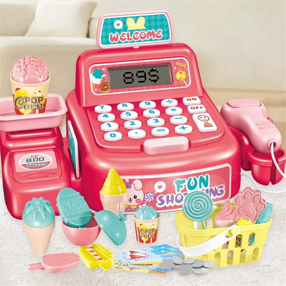 Kids Toy Cash Register Playset Pretend Children Supermarket Checkout Toy for Toddlers & Pre-Schoolers - Storage Box - 2