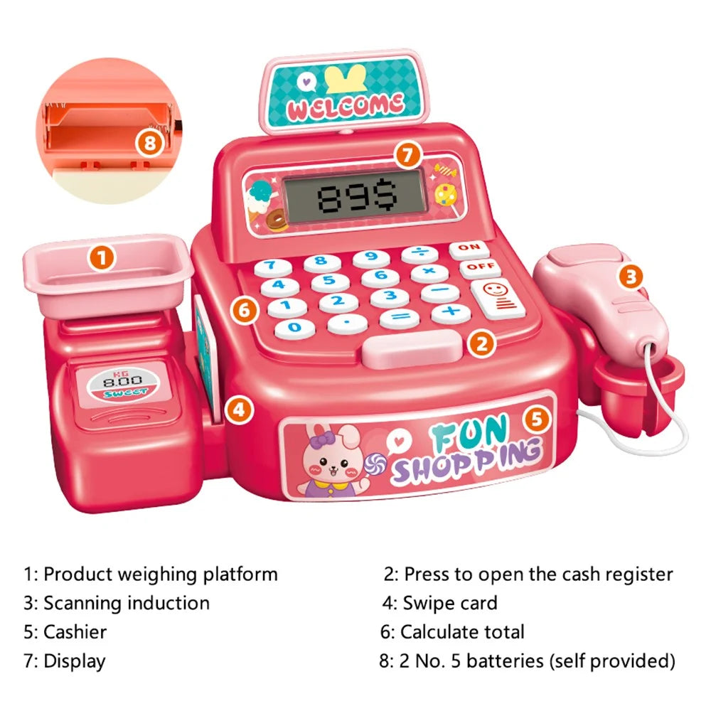 Kids Toy Cash Register Playset Pretend Children Supermarket Checkout Toy for Toddlers & Pre-Schoolers - Storage Box - 3