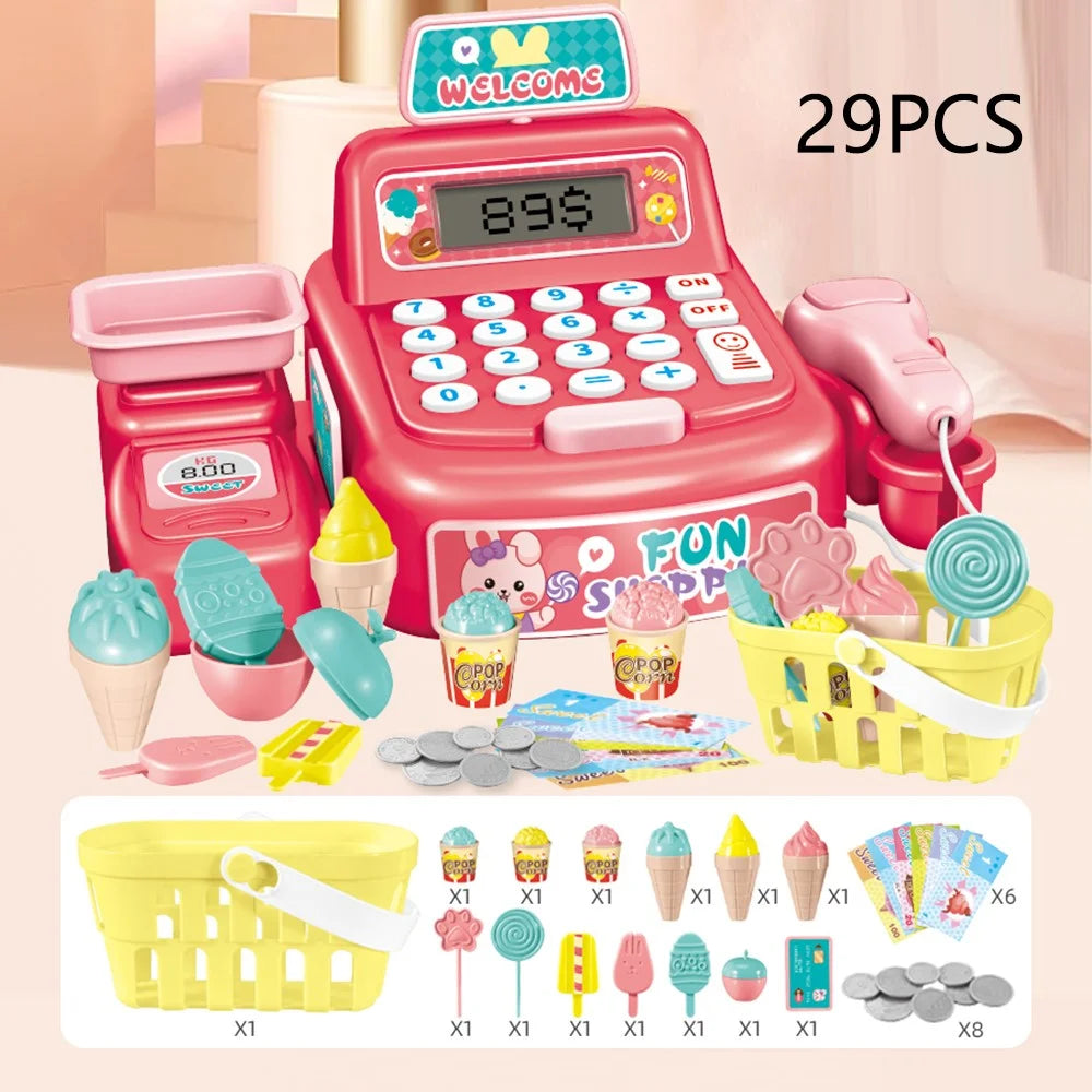 Kids Toy Cash Register Playset Pretend Children Supermarket Checkout Toy for Toddlers & Pre-Schoolers - Storage Box - 4