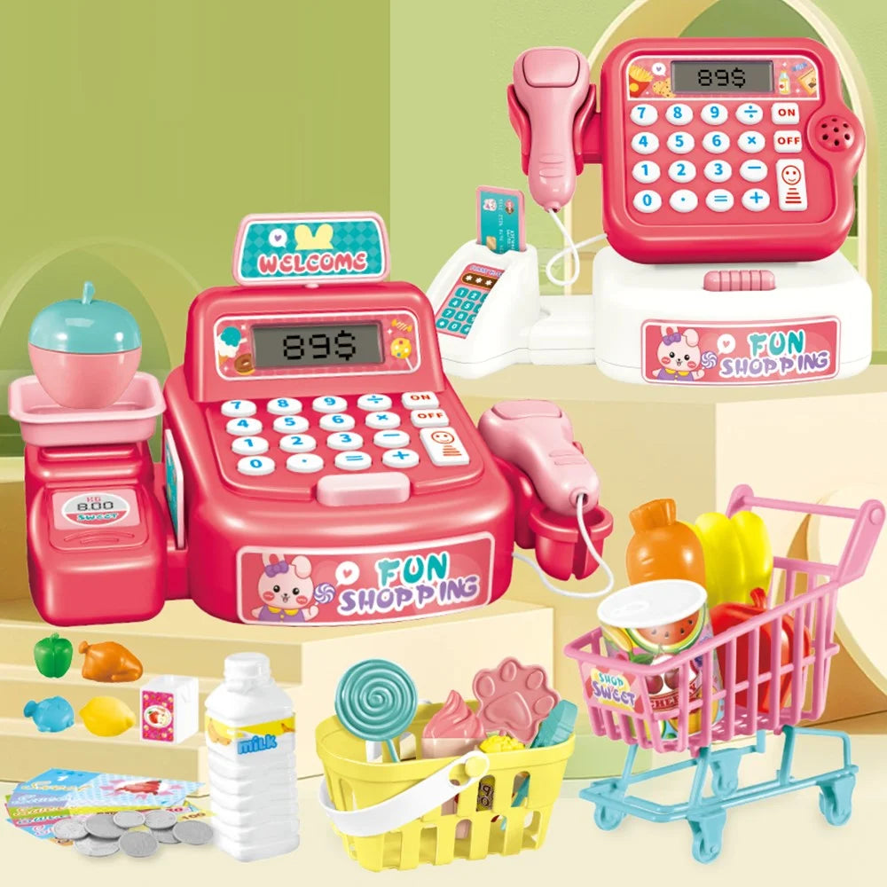 Kids Toy Cash Register Playset Pretend Children Supermarket Checkout Toy for Toddlers & Pre-Schoolers - Storage Box - 7