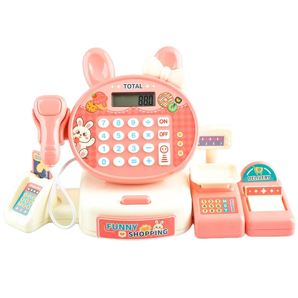 JJT816 Cute Rabbit Cash Registers Pretend Play Set Supermarket Checkout Counter Toys for Children - 1