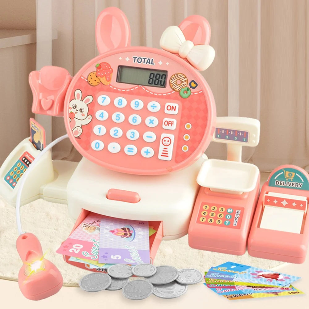 JJT816 Cute Rabbit Cash Registers Pretend Play Set Supermarket Checkout Counter Toys for Children - 3
