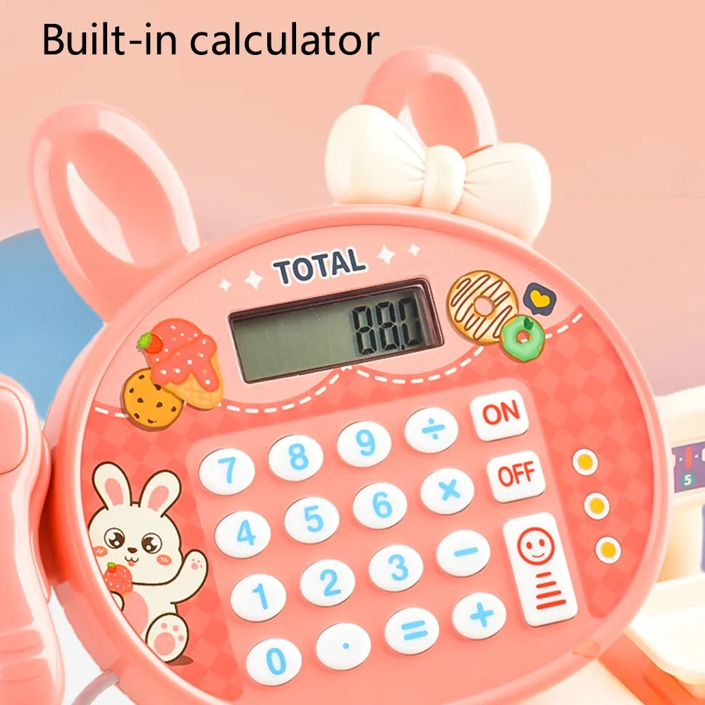 JJT816 Cute Rabbit Cash Registers Pretend Play Set Supermarket Checkout Counter Toys for Children - 6