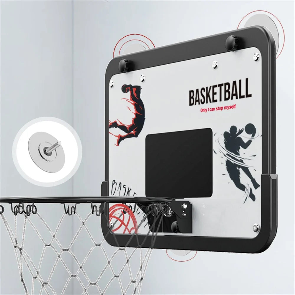 2388-80 1 Set Outdoor Indoor Wall Mounted Basketball Backboard Metal Rim Ball Stand with Pump - 4