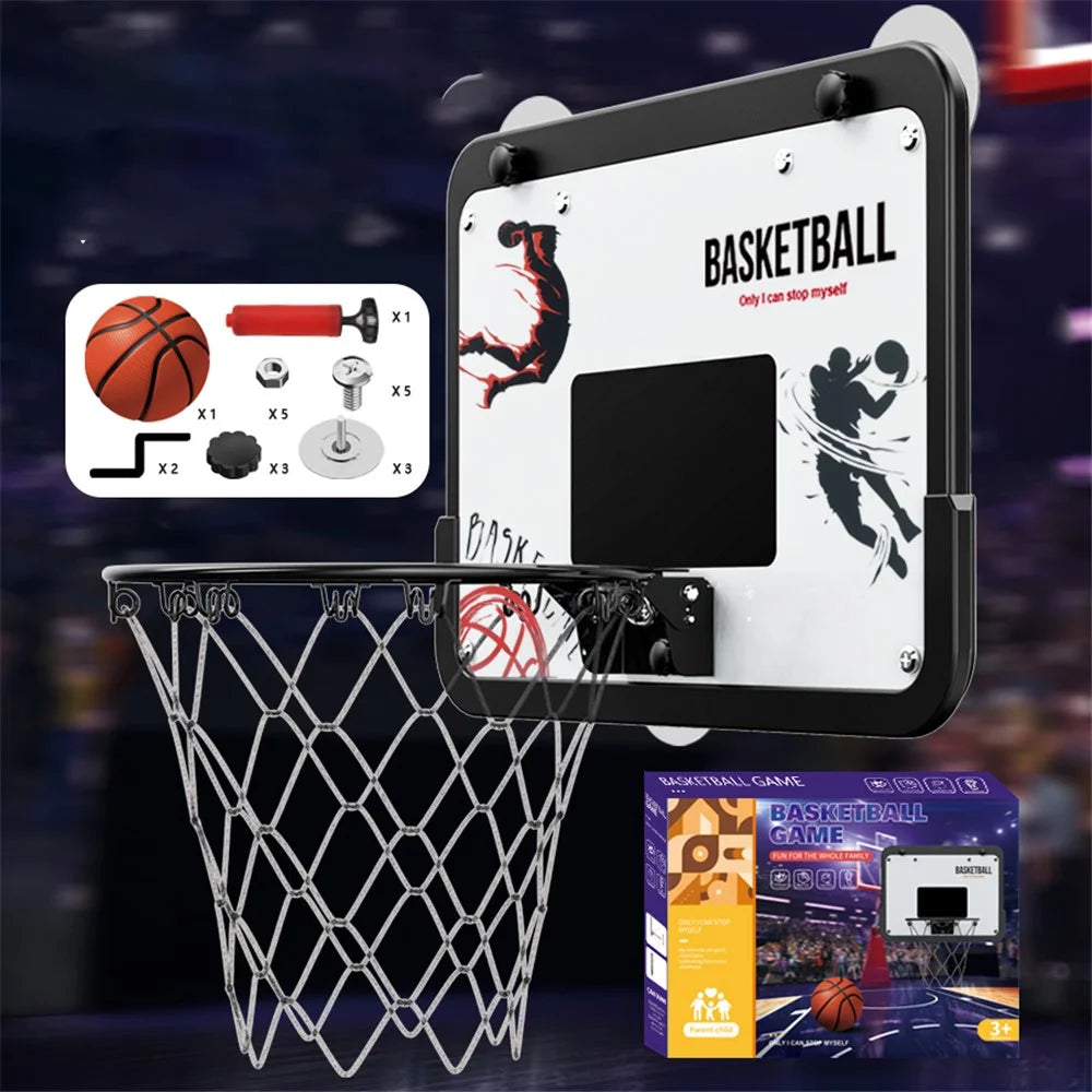 2388-80 1 Set Outdoor Indoor Wall Mounted Basketball Backboard Metal Rim Ball Stand with Pump - 5