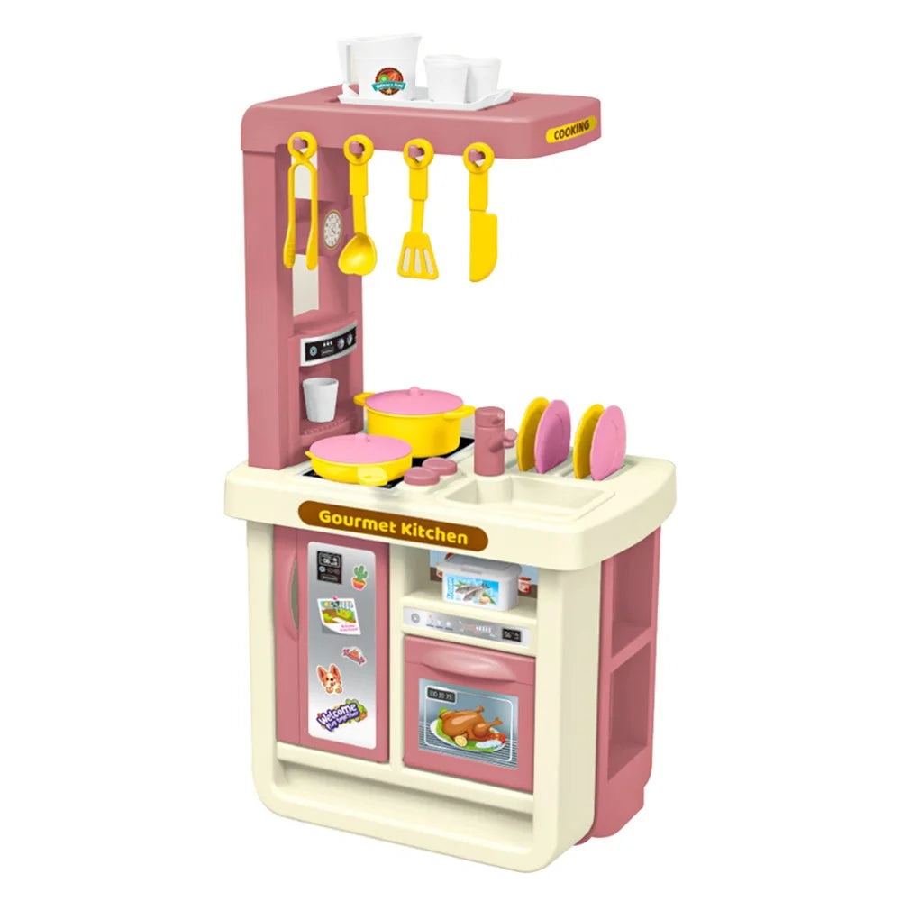 18046 Kids Play House Mini Kitchen Toy Simulation Plastic Cooking Kitchenware Toy Kit - Pink - 1